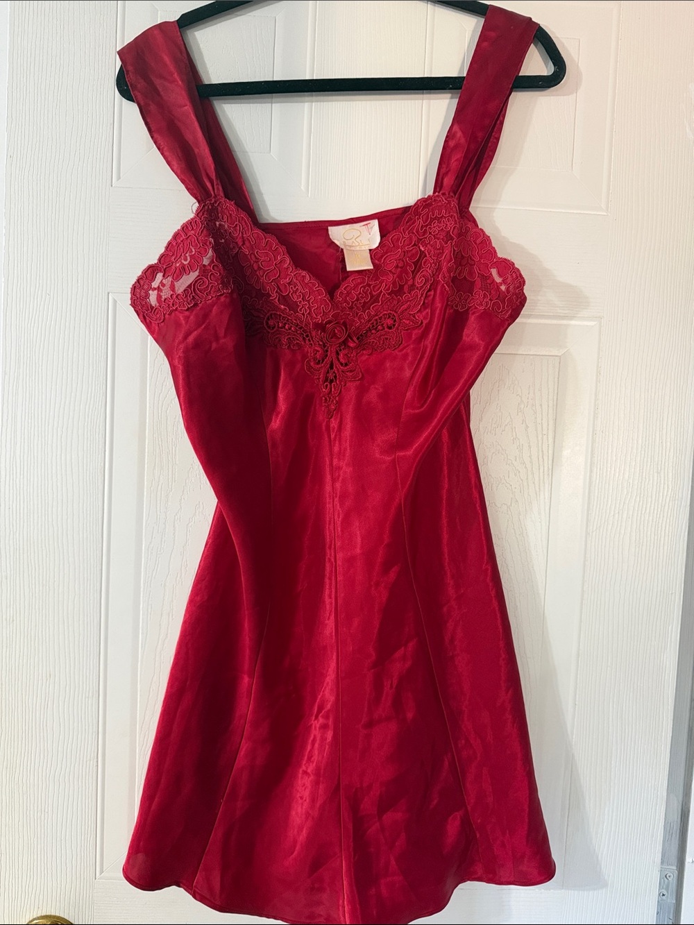 Bali Red Satin Lace-Trim Chemise